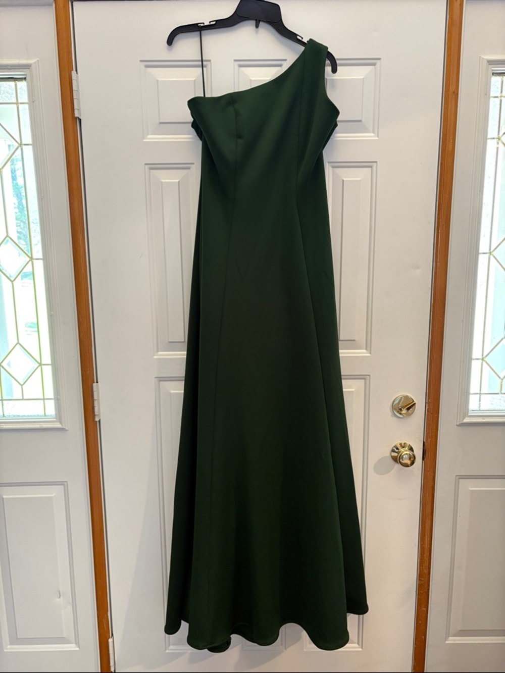 One-Shoulder Dark Green Formal Gown